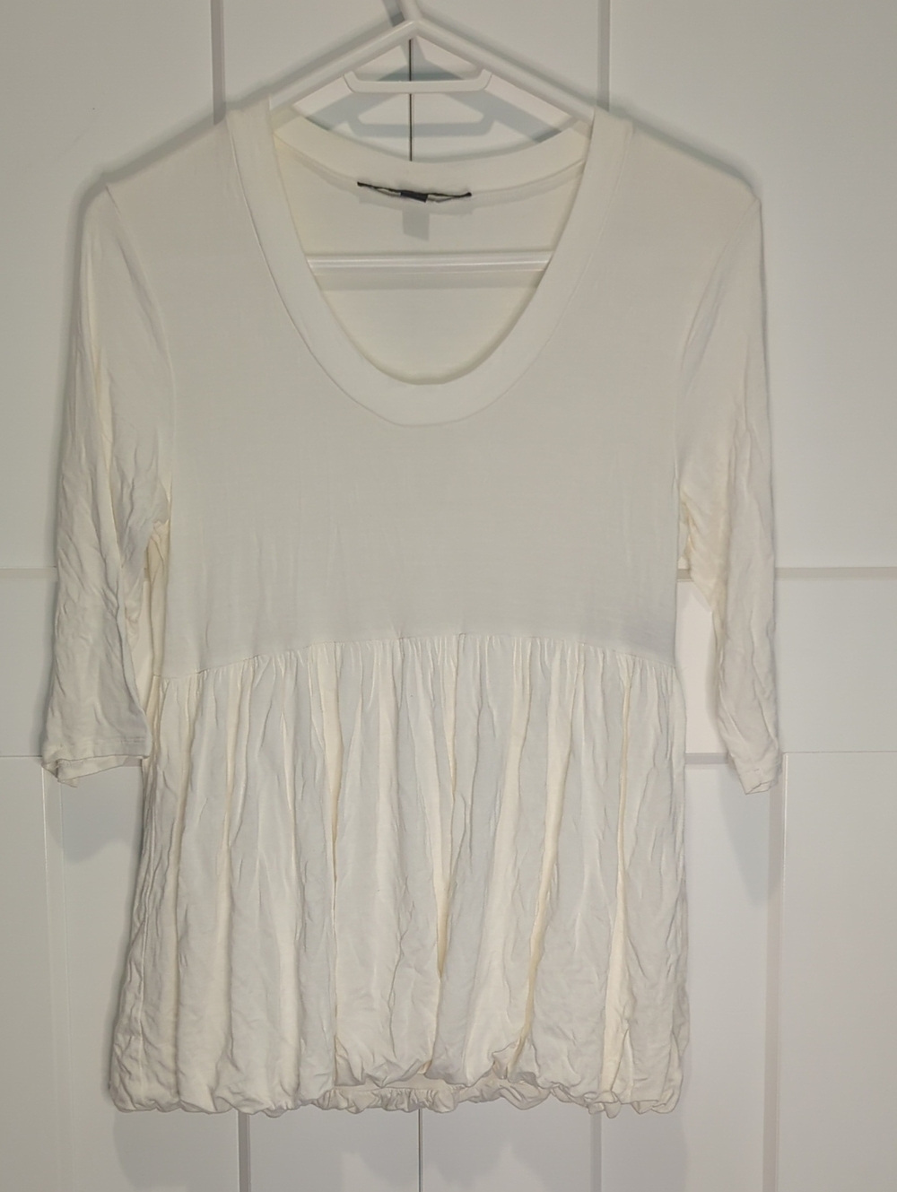 Katherine Barkley Women’s Cream Peplum Scoop Neck Top Size S